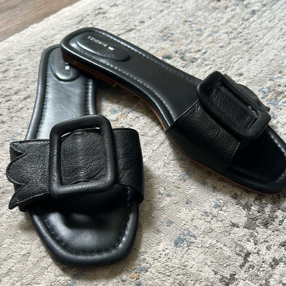 Birdies Putyin slide black leather size 10.